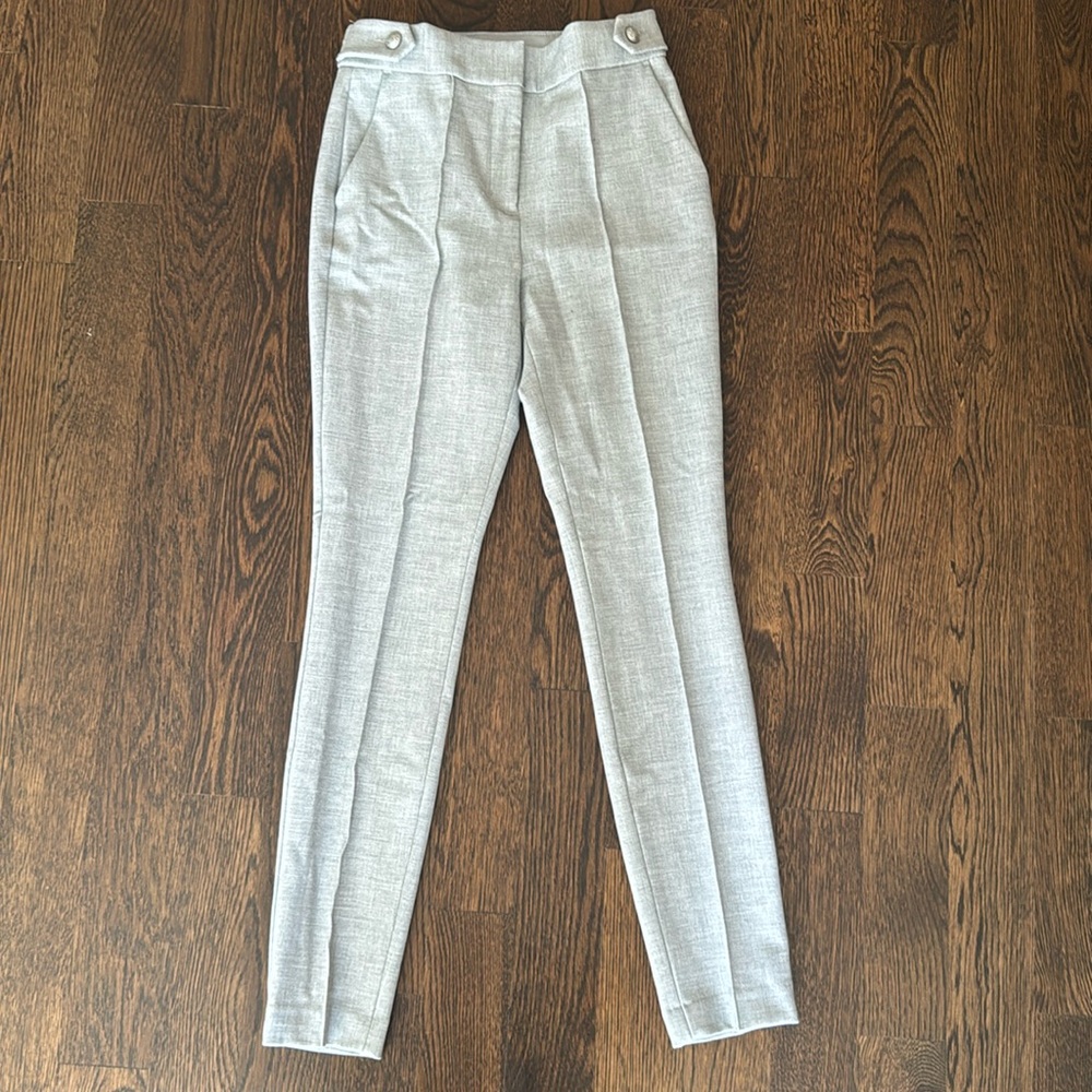 Express Pintuck Skinny Pant Heather Grey and Silver Size 4 Long